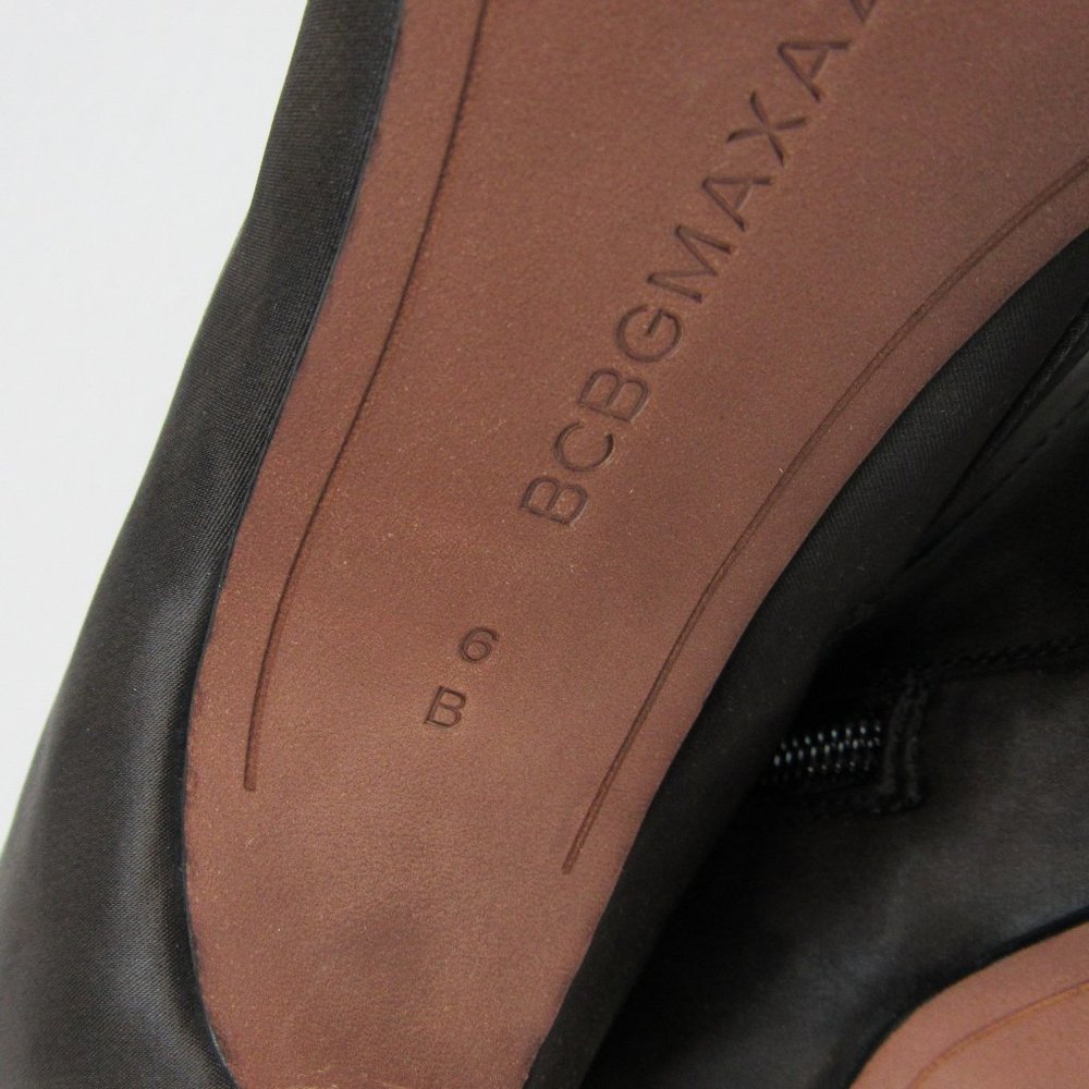 BCBG Jolie Stretch Satin black 6M heeled bootie - Picture 6 of 8